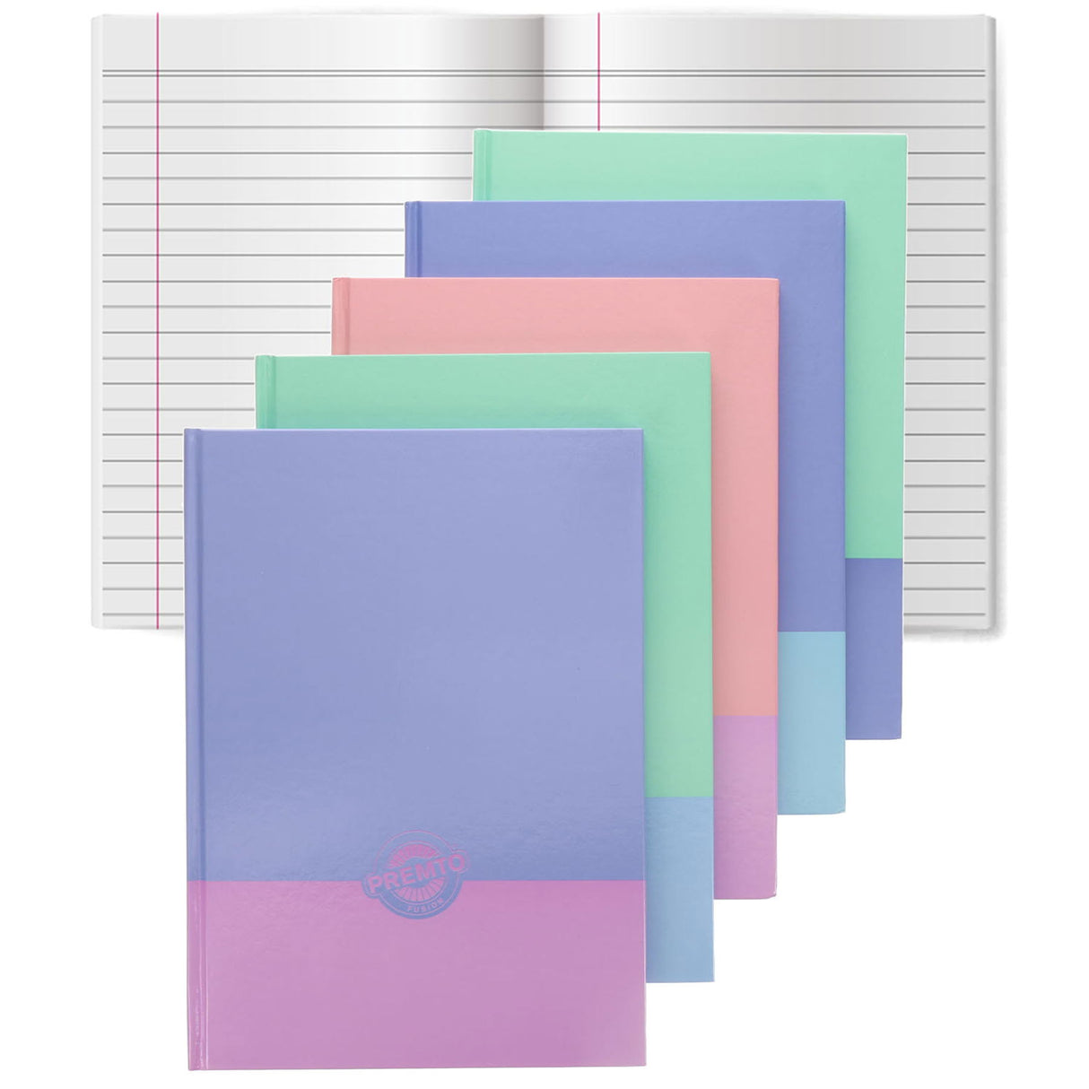 Premto Pastel Fusion A4 Hardcover Notebook - Lay Flat 160pg - Pack of 5