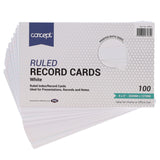 Concept 8 x 5 Ruled Record Cards - White - Pack of 100