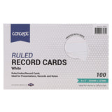 Concept 8 x 5 Ruled Record Cards - White - Pack of 100