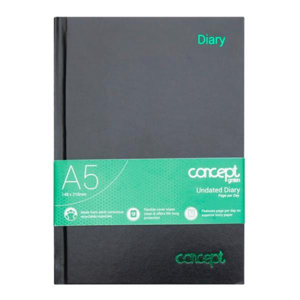Concept Green A5 Undated Diary - Page a Day