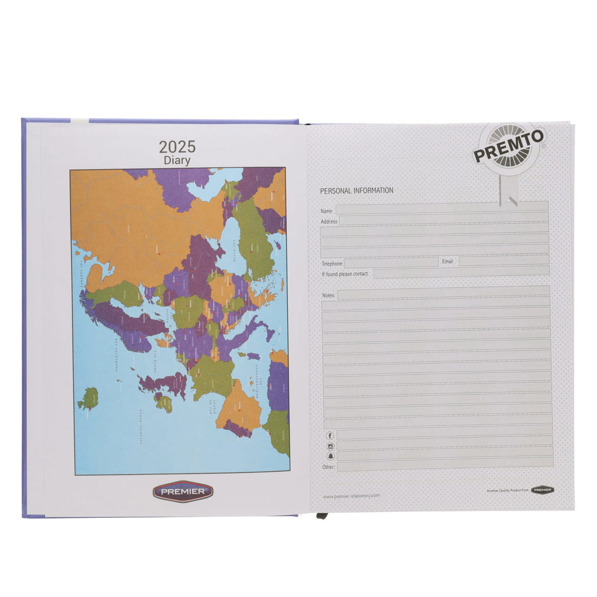 Premto 2025 A4 Page A Day Diary - Grape Juice