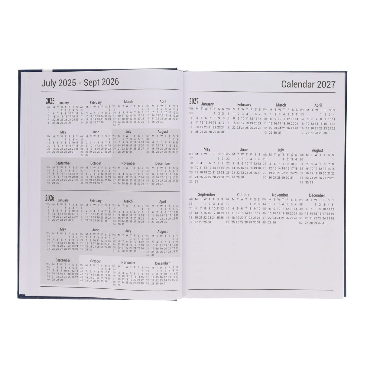 Premto A4 Page A Day Academic Diary 2025-2026 - Printer Blue