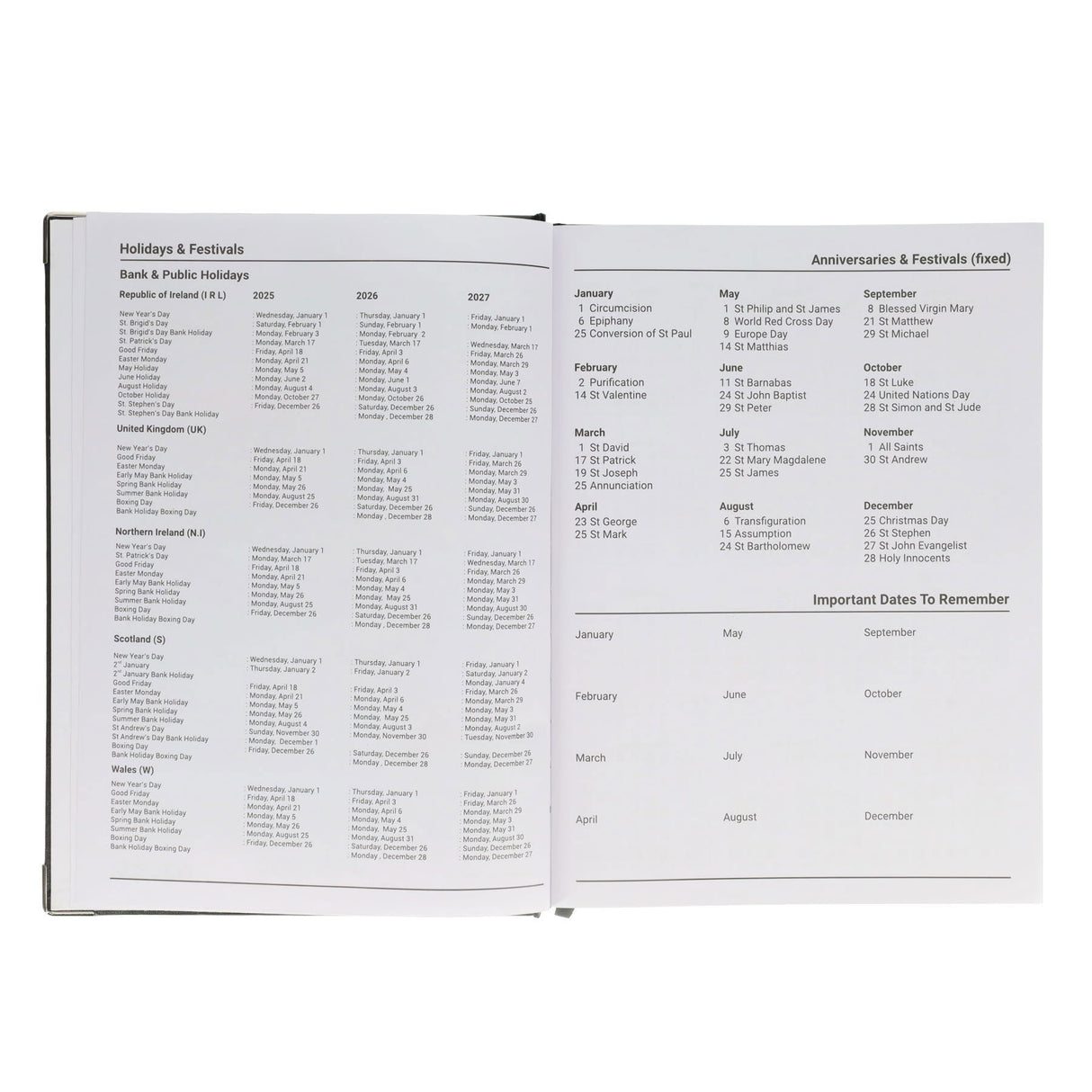 Concept 2026 A4 Diary Page A Day - Black