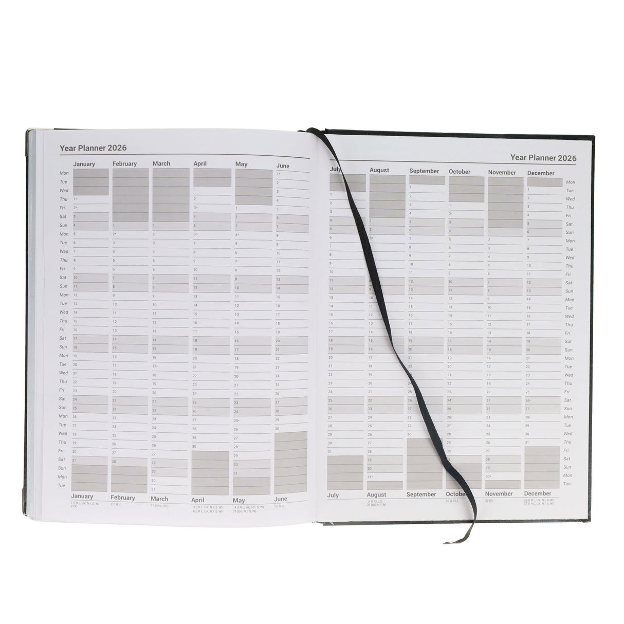 Concept 2026 A4 Diary Page A Day - Black