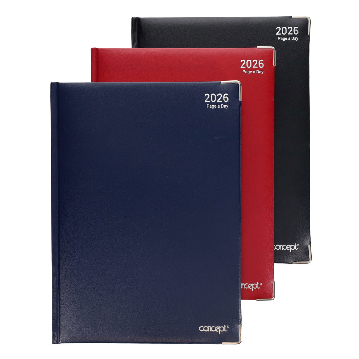 Concept 2026 A4 Page A Day Desk Diary - Black
