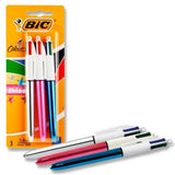 BIC 4 Colour Ballpoint Pen - Shine - Pack of 3 | Stationery Shop UK