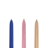 BIC 4 Colour Ballpoint Pens Wood Effect - Pack of 3 | Stationery Shop UK