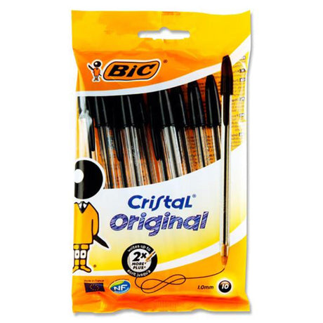 BIC Cristal Ballpoint Pens - Black - Pack of 10 | Stationery Shop UK