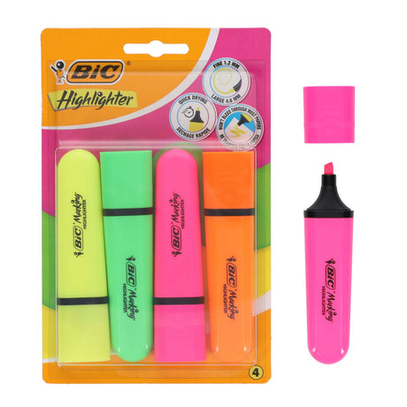 BIC Flat Highlighter - Neon - Pack of 5 | Stationery Shop UK