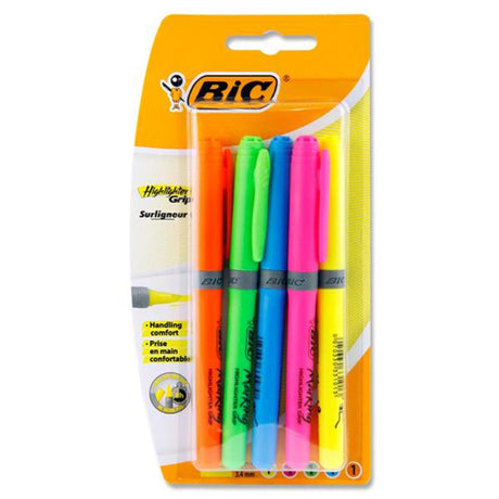 BIC Highlighter Pens with Grip - Pack of 5 | Stationery Shop UK