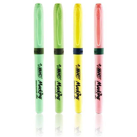 BIC Highlighter Pens with Grip - Pastel - Pack of 4-Highlighters-BIC | Buy Online at Stationery Shop