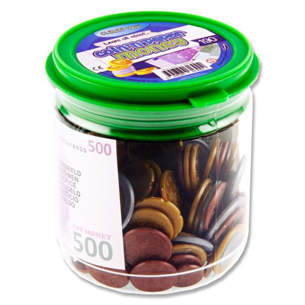 Clever Kidz Coin & Paper Euro Money Set - Tub of 190 Pieces | Stationery Shop UK