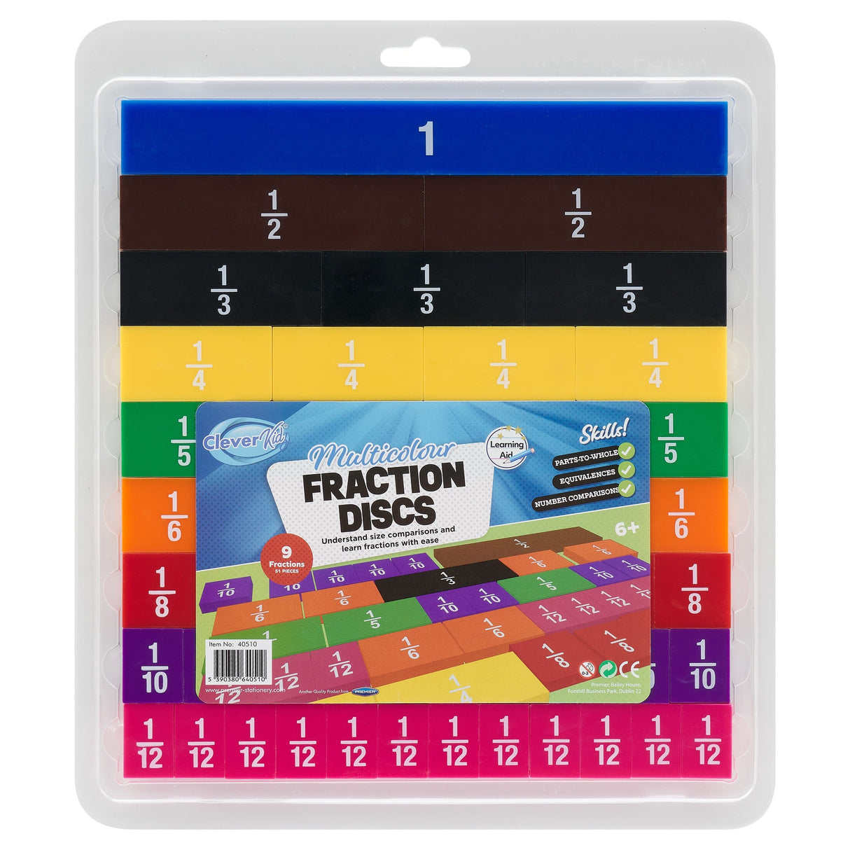 Clever Kidz Multicolour Fraction Discs - 51 Pieces | Stationery Shop UK