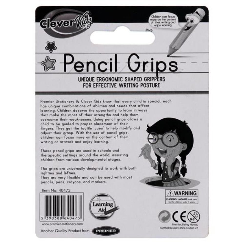 Clever Kidz Pencil Grips Assorted Colours - Pack of 5 | Stationery Shop UK