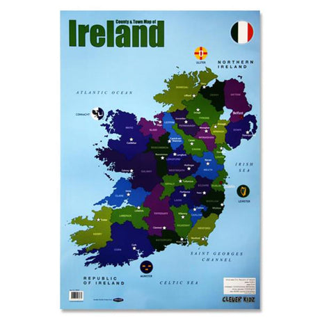 Clever Kidz Wall Chart - Map of Ireland | Stationery Shop UK