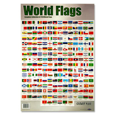 Clever Kidz Wall Chart - World Flags & Capitals | Stationery Shop UK