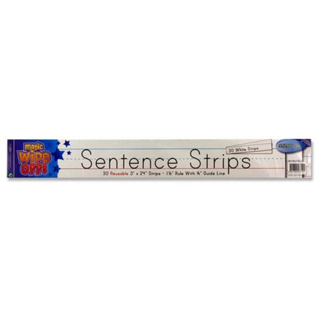 Clever Kidz Wipe-Off Reusable Sentence Strips - 3 x 24 - White - Pack of 30 | Stationery Shop UK