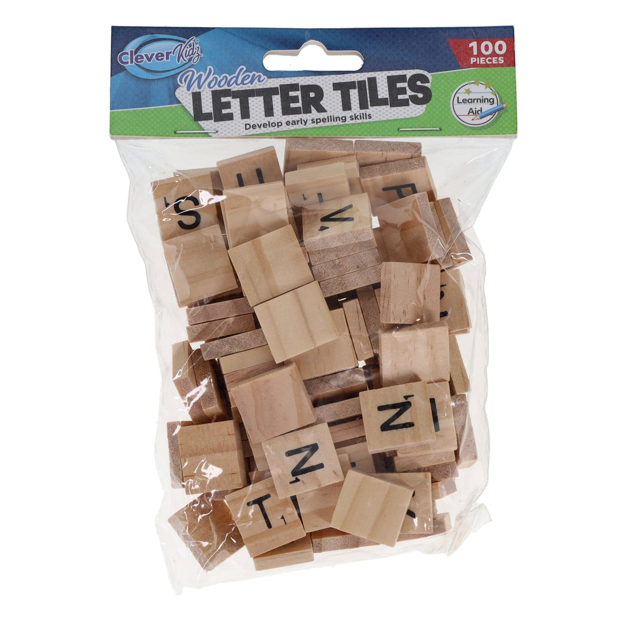 Clever Kidz Wooden Letter Tiles - Pack of 100 | Stationery Shop UK