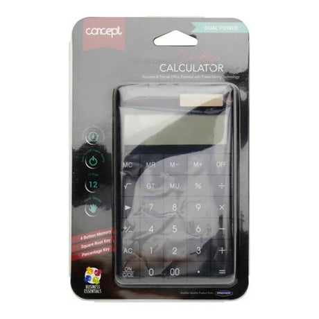 Concept 12 Digit Desktop Calculator - Black | Stationery Shop UK