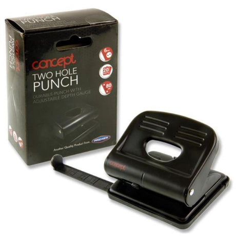 Concept 2 Hole Metal Paper Punch with Guide | Stationery Shop UK