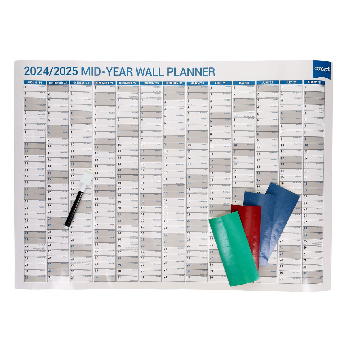 Concept 2024/2025 Mid-Year Wall Planner - A1