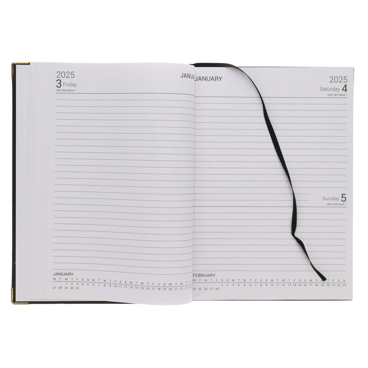 Concept 2025 A4 Diary Page A Day - Black