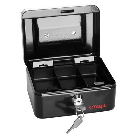 Concept 6 Metal Cash Box Black | Stationery Shop UK