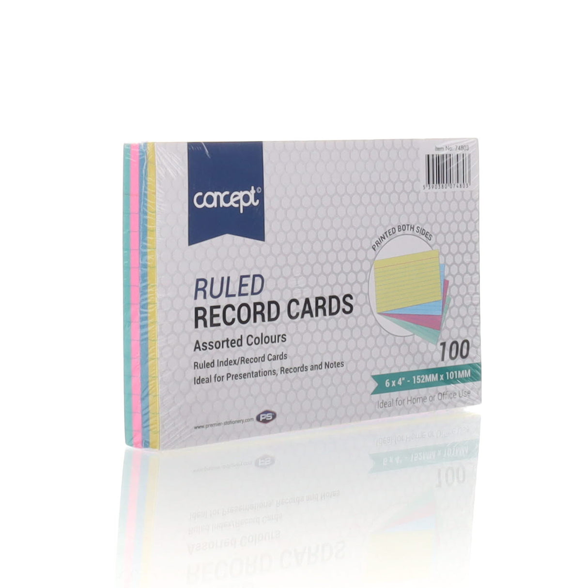 Concept 6 x 4 Ruled Record Cards - Colour - Pack of 100-Index Cards & Boxes-Concept | Buy Online at Stationery Shop