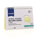 Concept 6 x 4 Spiral Bound Index Card - Yellow - Pack of 50-Index Cards & Boxes-Concept|StationeryShop.co.uk
