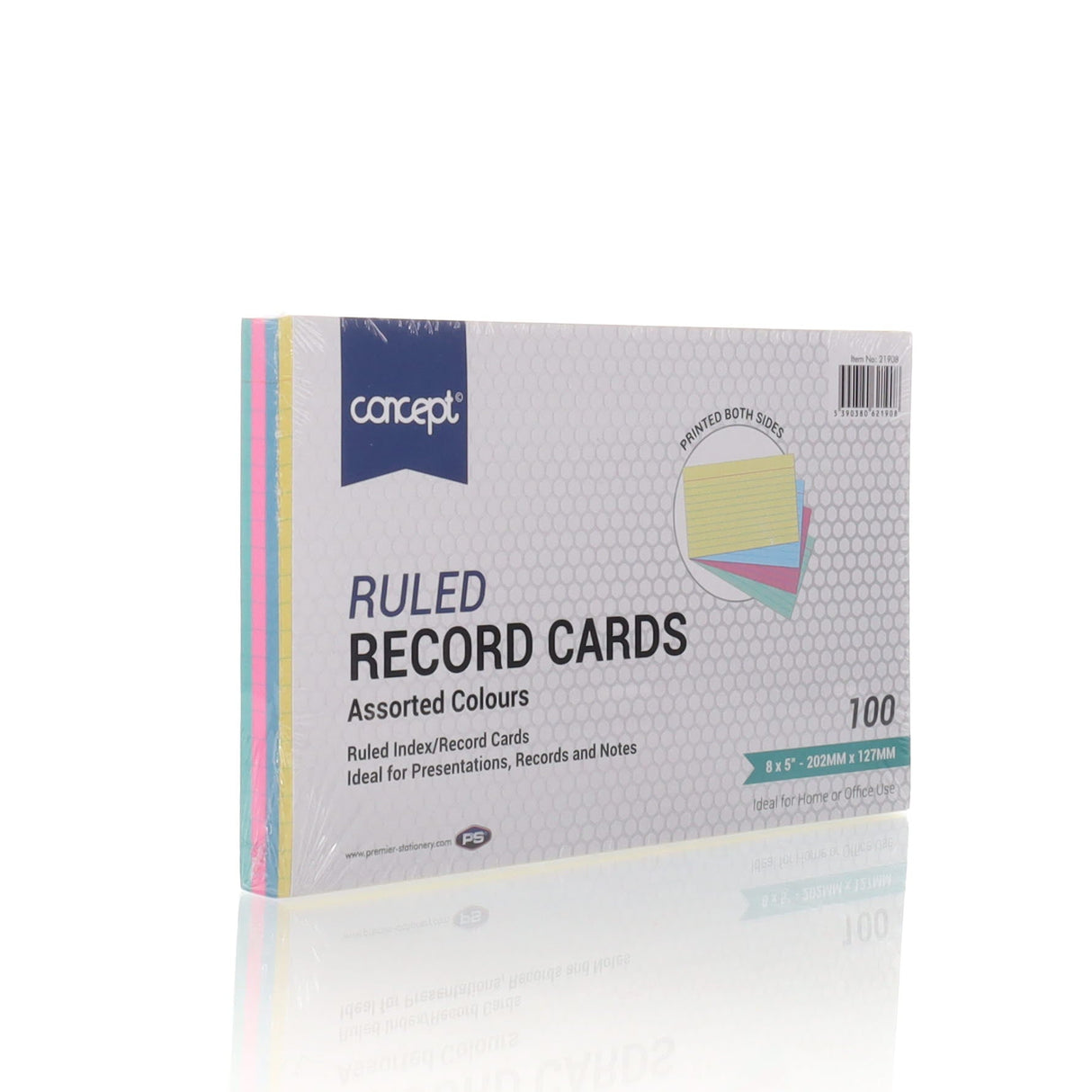 Concept 8 x 5 Ruled Record Cards - Colour - Pack of 100-Index Cards & Boxes-Concept|StationeryShop.co.uk