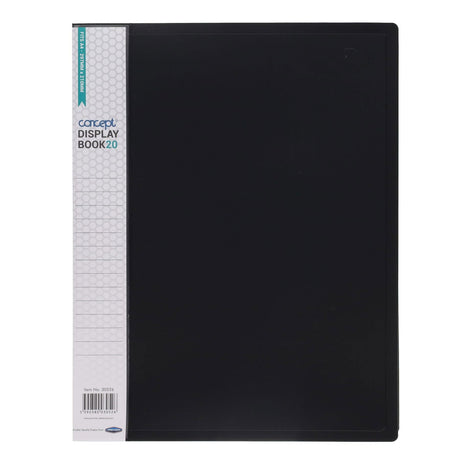 Concept A4 20 Pocket Display Book - Black | Stationery Shop UK
