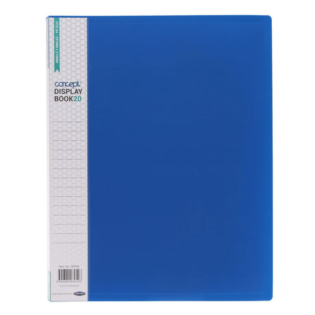 Concept A4 20 Pocket Display Book - Blue | Stationery Shop UK