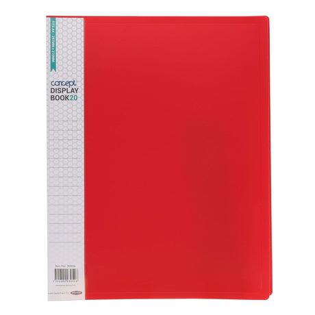 Concept A4 20 Pocket Display Book - Red-Display Books-Concept|StationeryShop.co.uk