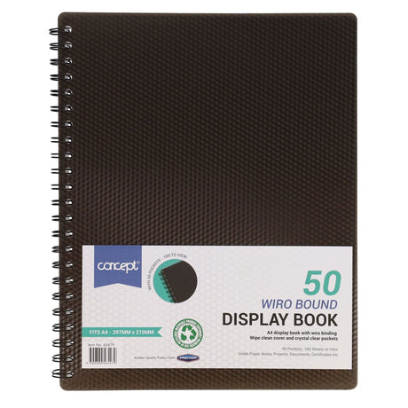 Concept A4 50 Pocket Wiro Display Book - Black-Display Books-Concept|StationeryShop.co.uk