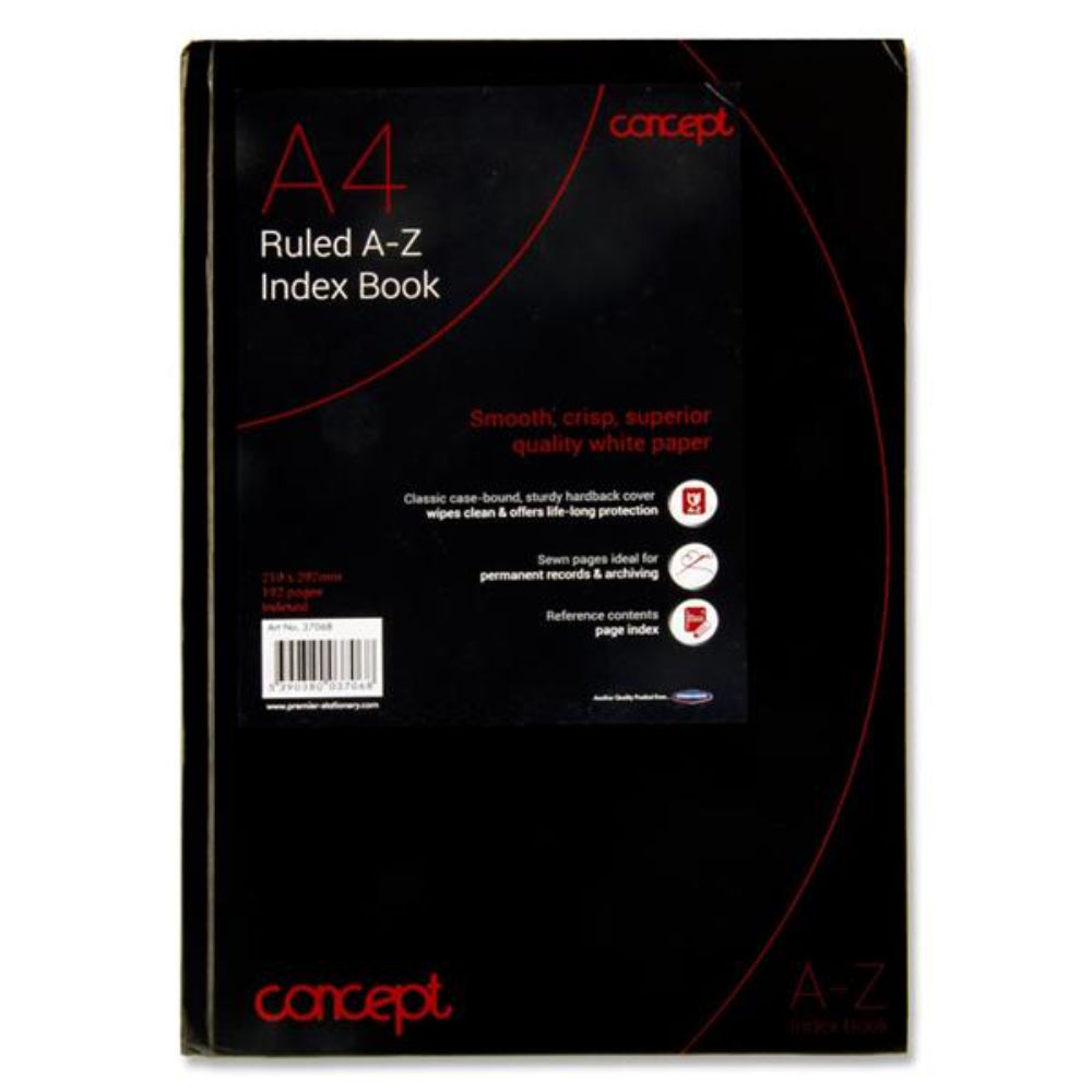 Concept A4 A-Z Index Book - 192 Pages | Stationery Shop UK