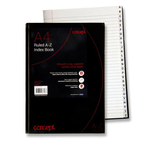 Concept A4 A-Z Index Book - 192 Pages-A4 Notebooks-Concept|StationeryShop.co.uk