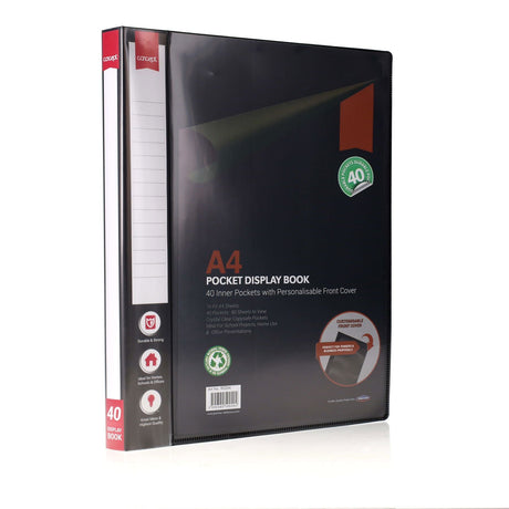 Concept A4 Display Book - Black - 40 Pocket-Display Books-Concept|StationeryShop.co.uk
