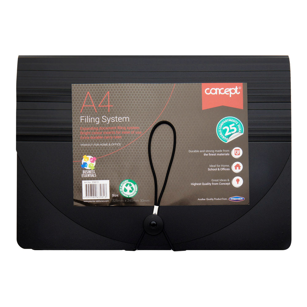 Concept A4 Expanding Filing System - 25 Pockets | Stationery Shop UK