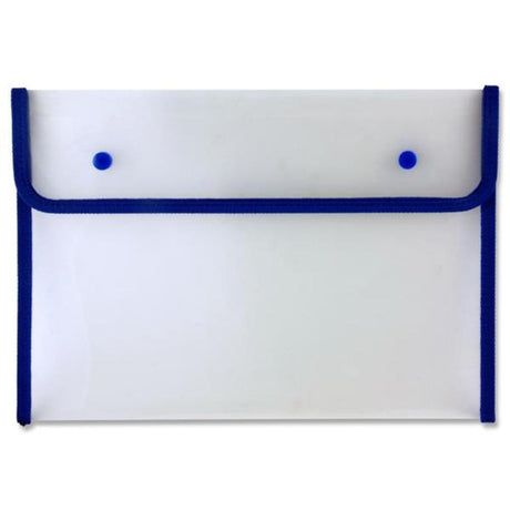 Concept A4 Heavy Duty Button Document Wallet - Blue | Stationery Shop UK