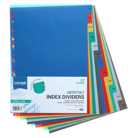 Concept A4 Monthly Subject Dividers - 12 Tabs