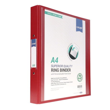 Concept A4 Presentation Ring Binder - Red-Ring Binders-Concept|StationeryShop.co.uk