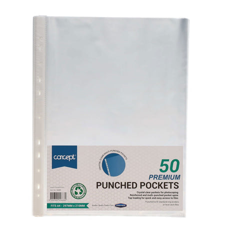 Concept A4 Protective Punched Pockets - Pack of 50-Punched Pockets-Concept|StationeryShop.co.uk