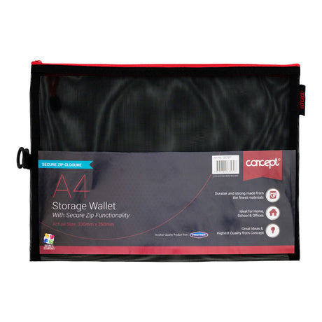 Concept A4 Storage Wallet With Secure Zip-Document Folders & Wallets-Concept|StationeryShop.co.uk
