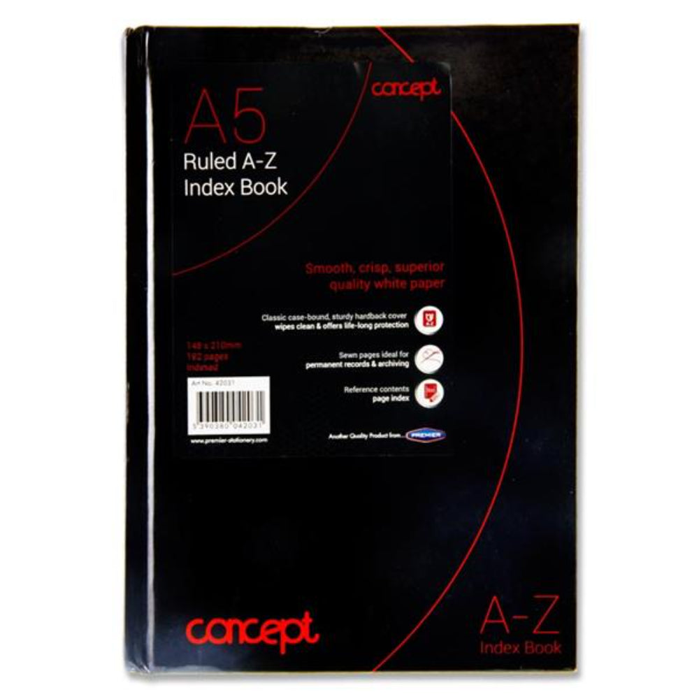 Concept A5 A-Z Index Book - 192 Pages | Stationery Shop UK