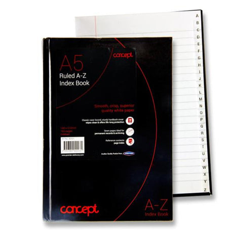 Concept A5 A-Z Index Book - 192 Pages-A5 Notebooks-Concept | Buy Online at Stationery Shop