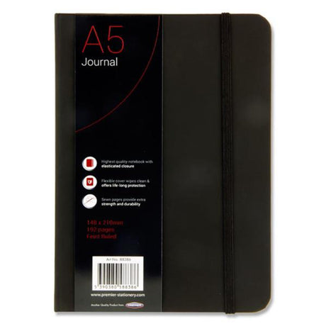 Concept A5 Black Ruled Journal with Elastic Closure - 192 Pages | Stationery Shop UK