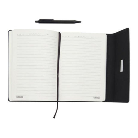 Concept A5 Ruled Journal with Pen and Magnetic Closure - 256 Pages - Black | Stationery Shop UK