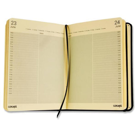 Concept A5 Undated Diary with Times & Notes - Page A Day - Black | Stationery Shop UK