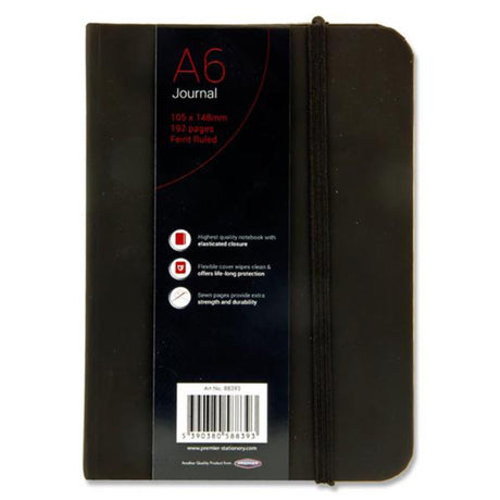 Concept A6 Journal Ruled with Elastic Closure - 192 Pages - Black-Journals-Concept|StationeryShop.co.uk