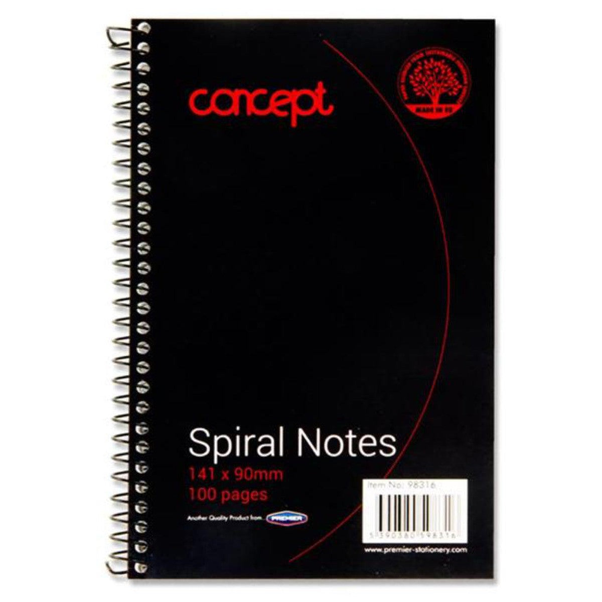 Concept A7 Spiral Pocket Notebook - 100 Pages